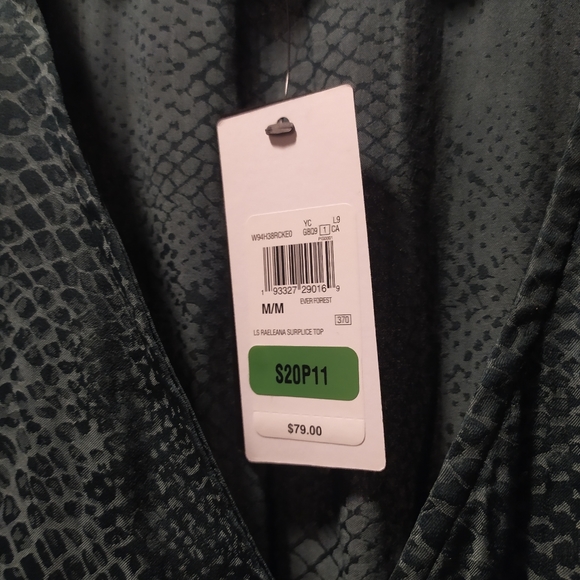 NWT Guess emerald wrap blouse, medium - Picture 3 of 7